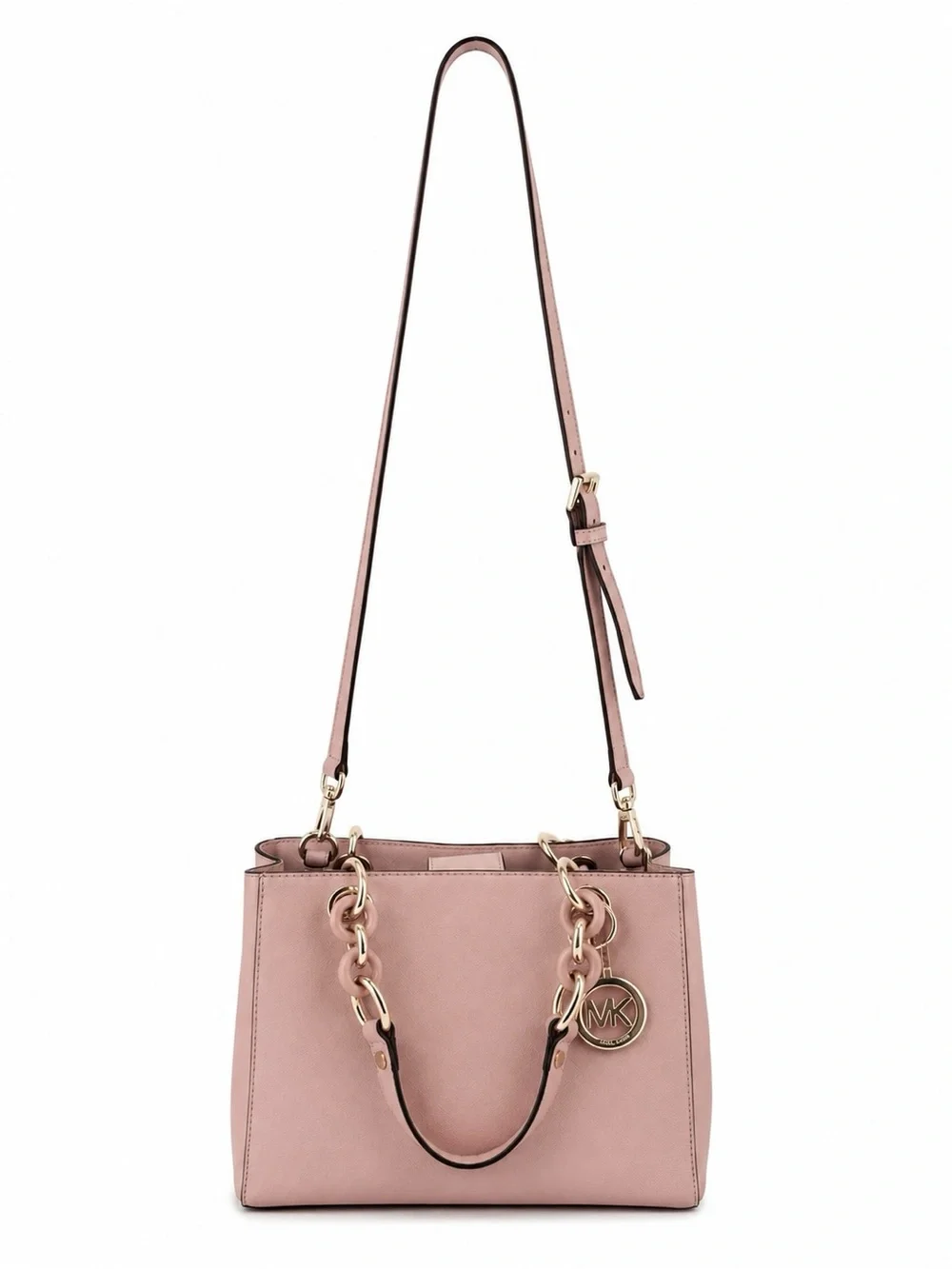 Michael Kors Blush Pink Saffiano Leather Satchel with Gold Hardware